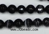CAG5274 15.5 inches 10mm faceted round black line agate beads