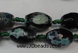 CAG5784 15 inches 12*16mm faceted rice fire crackle agate beads