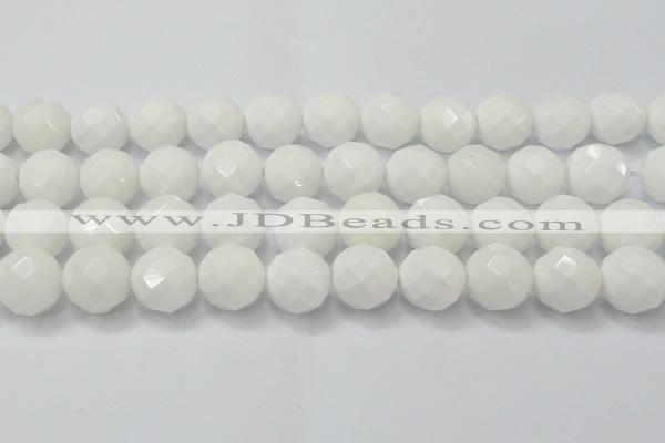 CAG6105 15.5 inches 14mm faceted round white agate gemstone beads