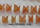 CAG6351 15 inches 10mm faceted round tibetan agate gemstone beads
