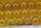 CAG7122 15.5 inches 8mm round AB-color yellow agate gemstone beads