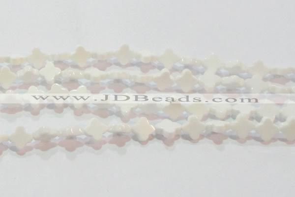 CAG7218 15.5 inches 12*12mm flower white agate gemstone beads