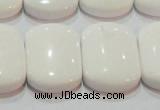 CAG7275 15.5 inches 18*25mm rectangle double drilled white agate beads