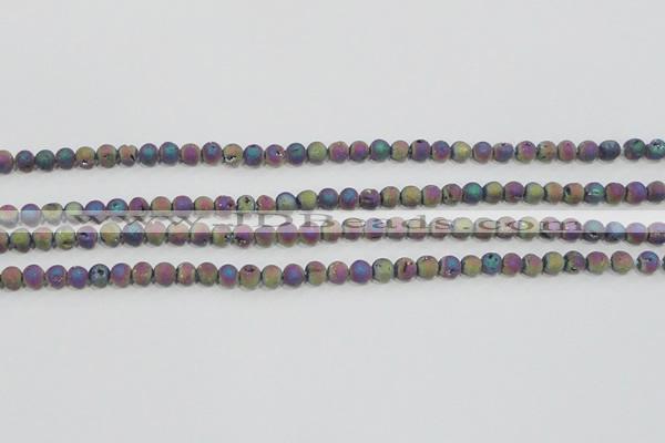 CAG7449 15.5 inches 6mm round plated druzy agate beads wholesale