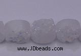 CAG7945 7.5 inches 8*10mm oval plated white druzy agate beads
