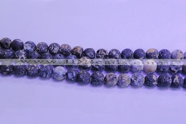CAG8654 15.5 inches 12mm round matte blue ocean agate beads