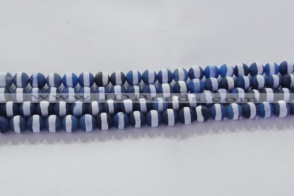 CAG8716 15.5 inches 8mm round matte tibetan agate gemstone beads