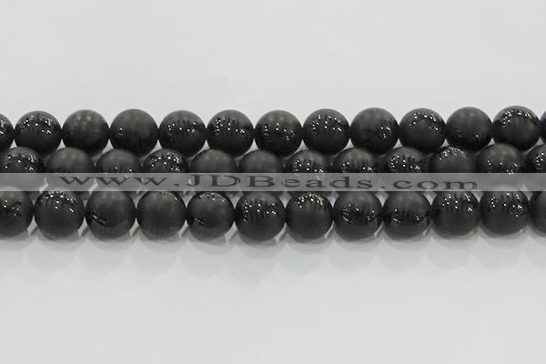 CAG8921 15.5 inches 10mm round matte black agate beads wholesale