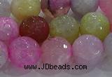 CAG8950 15.5 inches 10mm faceted round fire crackle agate beads