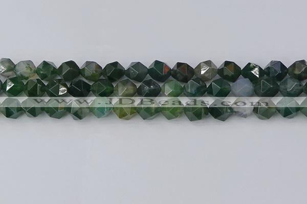 CAG9971 15.5 inches 10mm faceted nuggets moss agate beads
