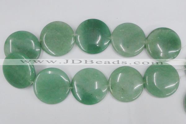 CAJ306 15.5 inches 40mm flat round green aventurine jade beads