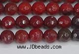 CAJ759 15.5 inches 6mm faceted round apple jasper beads