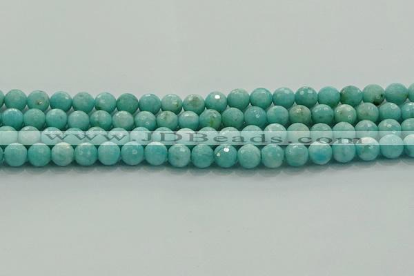 CAM1522 15.5 inches 8mm faceted round natural peru amazonite beads