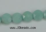 CAM155 15.5 inches 12mm faceted coin amazonite gemstone beads