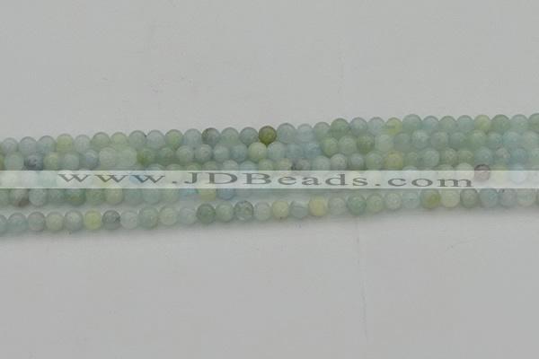 CAQ430 15.5 inches 4mm round natural aquamarine beads wholesale