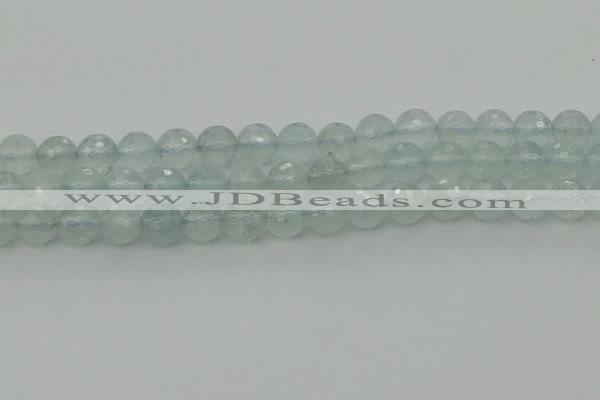 CAQ821 15.5 inches 8mm faceted round aquamarine beads wholesale