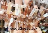 CBBS107 Top drilled 6*20mm - 8*30mm hexahedral prism red gum flower crystal beads