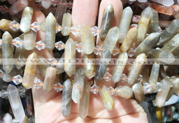 CBBS111 Top drilled 6*20mm - 8*30mm hexahedral prism sunstone beads