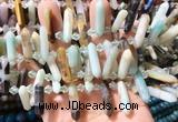 CBBS115 Top drilled 6*20mm - 8*30mm hexahedral prism colorful amazonite beads