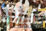 CBBS116 Top drilled 6*20mm - 8*30mm hexahedral prism colorful gemstone beads