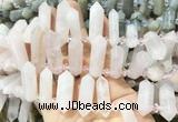 CBBS118 Top drilled 6*20mm - 11*35mm hexahedral prism rose quartz beads