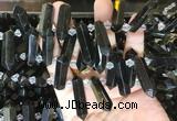 CBBS120 Top drilled 6*20mm - 11*35mm hexahedral prism golden obsidian beads