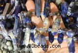 CBBS124 Top drilled 6*20mm - 11*35mm hexahedral prism sodalite beads