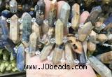 CBBS125 Top drilled 6*20mm - 11*35mm hexahedral prism sodalite beads