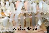 CBBS129 Top drilled 6*20mm - 11*35mm hexahedral prism sakura agate beads