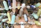 CBBS130 Top drilled 6*20mm - 11*35mm hexahedral prism colorful gemstone beads