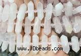 CBBS132 Centre drilled 6*20mm - 11*35mm hexahedral prism rose quartz beads