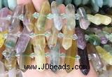 CBBS135 Centre drilled 6*20mm - 11*35mm hexahedral prism fluorite beads