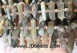CBBS141 Centre drilled 6*20mm - 11*35mm hexahedral prism sunstone beads