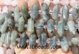 CBBS142 Centre drilled 6*20mm - 11*35mm hexahedral prism labradorite beads