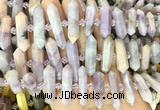 CBBS143 Centre drilled 6*20mm - 11*35mm hexahedral prism lepidolite beads