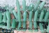 CBBS168 Top drilled 8*28mm - 9*30mm hexahedral prism green aventurine beads