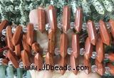 CBBS172 Top drilled 8*28mm - 9*30mm hexahedral prism red jasper beads