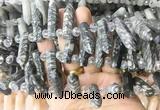 CBBS177 Top drilled 8*28mm - 9*30mm hexahedral prism black net jasper beads