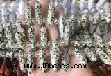CBBS181 Top drilled 8*28mm - 9*30mm hexahedral prism dalmatian jasper beads