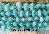 CBBS204 Centre drilled 7*16mm - 11*25mm hexahedral prism amazonite beads wholesale