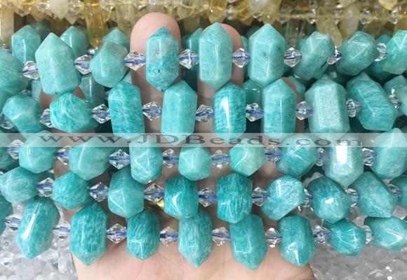 CBBS204 Centre drilled 7*16mm - 11*25mm hexahedral prism amazonite beads wholesale