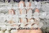 CBBS207 Top drilled 7*16mm - 11*25mm hexahedral prism white crystal beads wholesale