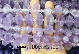 CBBS211 Top drilled 7*16mm - 11*25mm hexahedral prism lavender amethyst beads wholesale