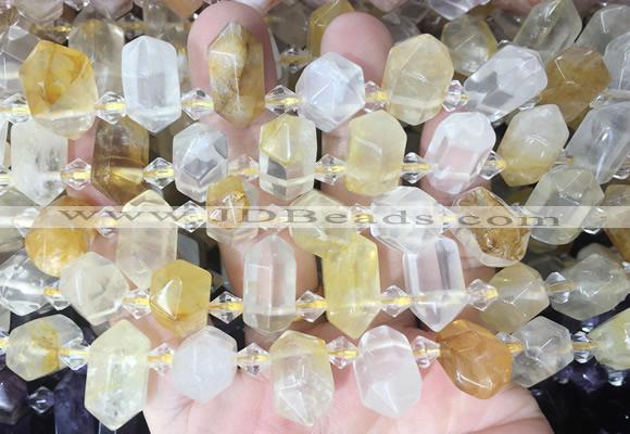 CBBS212 Top drilled 7*16mm - 11*25mm hexahedral prism yellow gum flower crystal beads