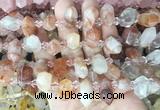 CBBS213 Top drilled 7*16mm - 11*25mm hexahedral prism red gum flower crystal beads