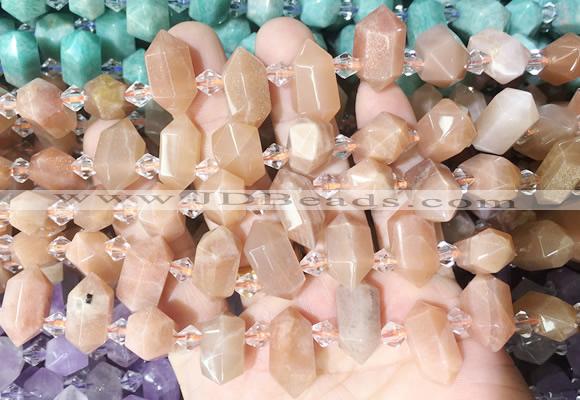 CBBS214 Top drilled 7*16mm - 11*25mm hexahedral prism sunstone beads wholesale