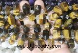 CBBS217 Top drilled 7*16mm - 11*25mm hexahedral prism yellow tiger eye beads wholesale