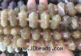 CBBS42 15 inches 12*25mm - 14*28mm hexahedral prism quartz beads