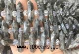 CBBS73 15 inches 8*30mm - 9*33mm hexahedral prism black labradorite beads