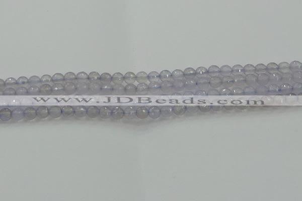 CBC435 15.5 inches 6mm faceted round purple chalcedony beads